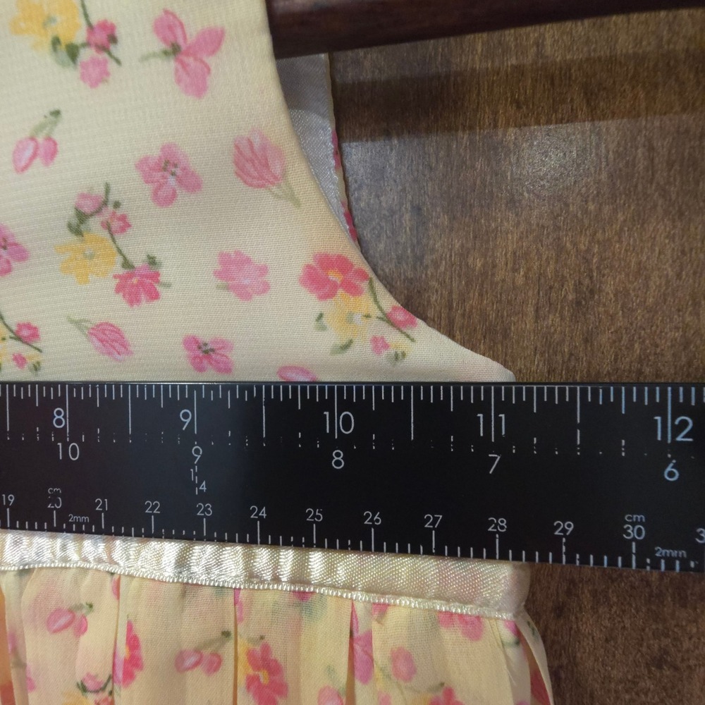 Laura Ashley Girls Yellow Pink Floral Pleated Empire Waist Dress 4T Sleeveless - Picture 7 of 7